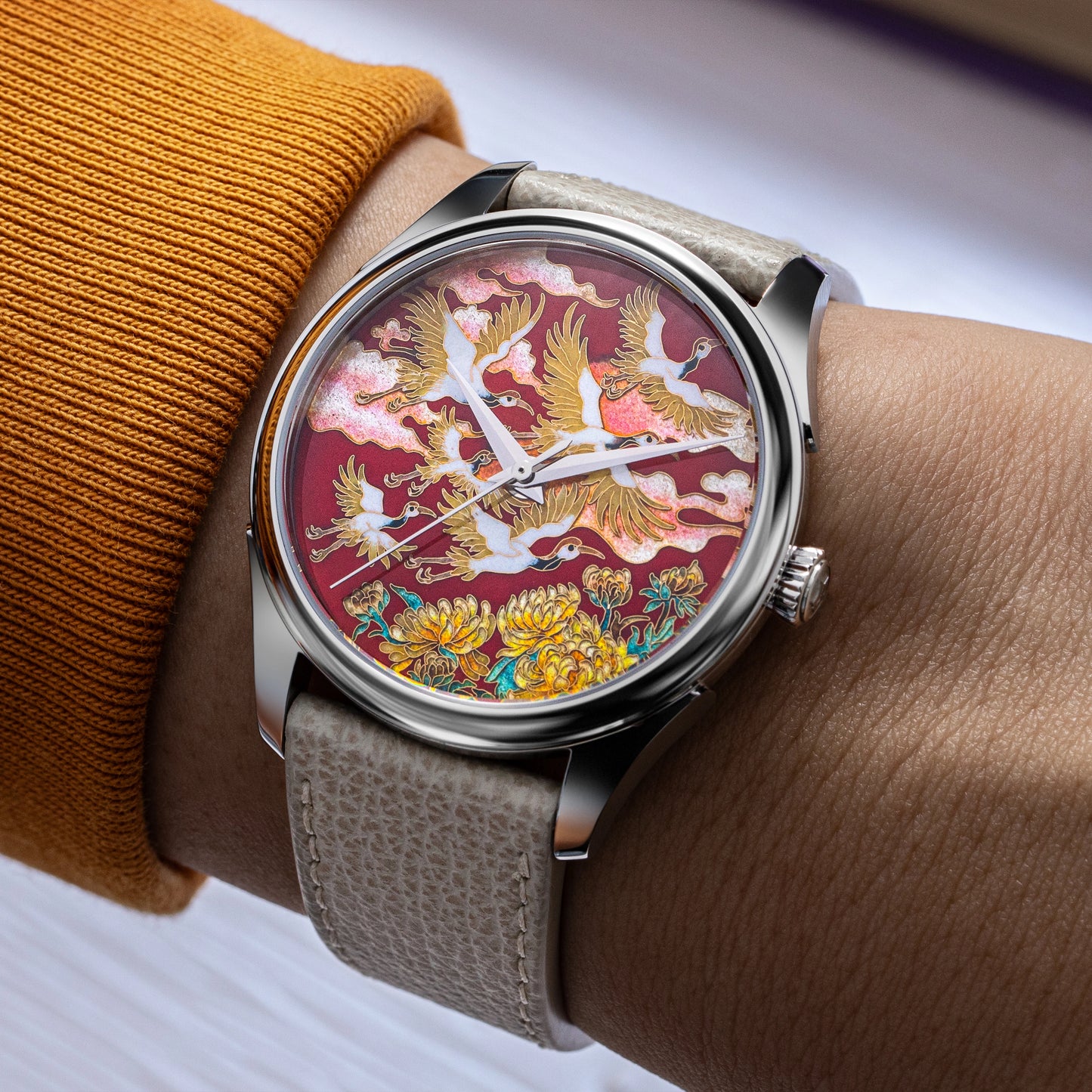 Celadon Cloisonné Enamel Imperial Four Nobles 'Autumn / Chrysanthemum (菊)'