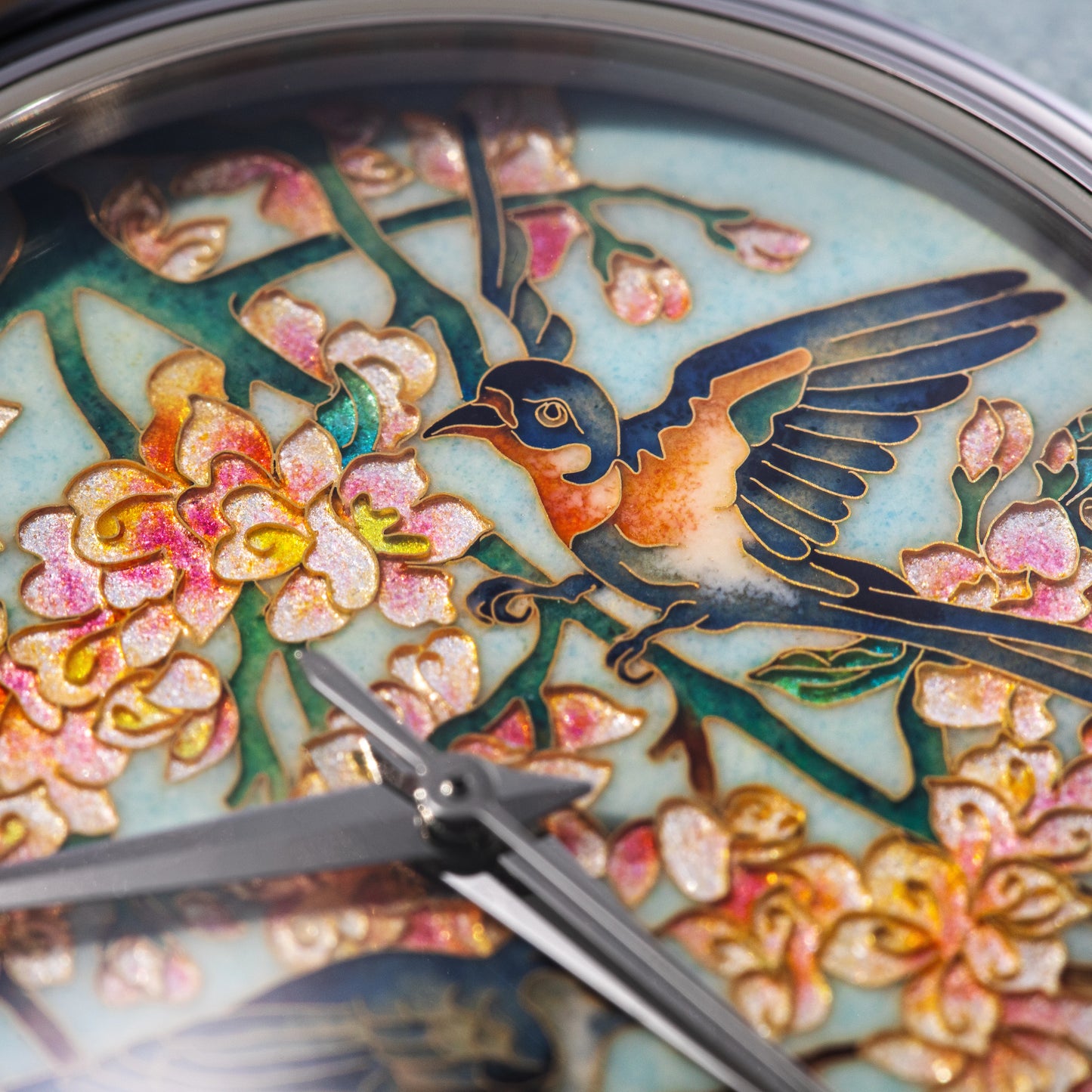 Celadon Cloisonné Enamel Imperial Four Nobles 'Spring / Orchid (蘭)'