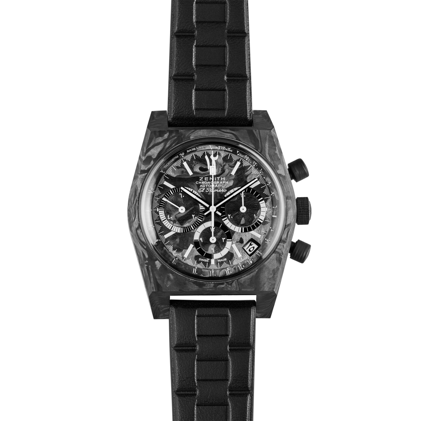 Zenith x Revolution Chronomaster Revival A3818 "Cover Girl Carbon" Hindu Arabic Dial on Velcro Strap