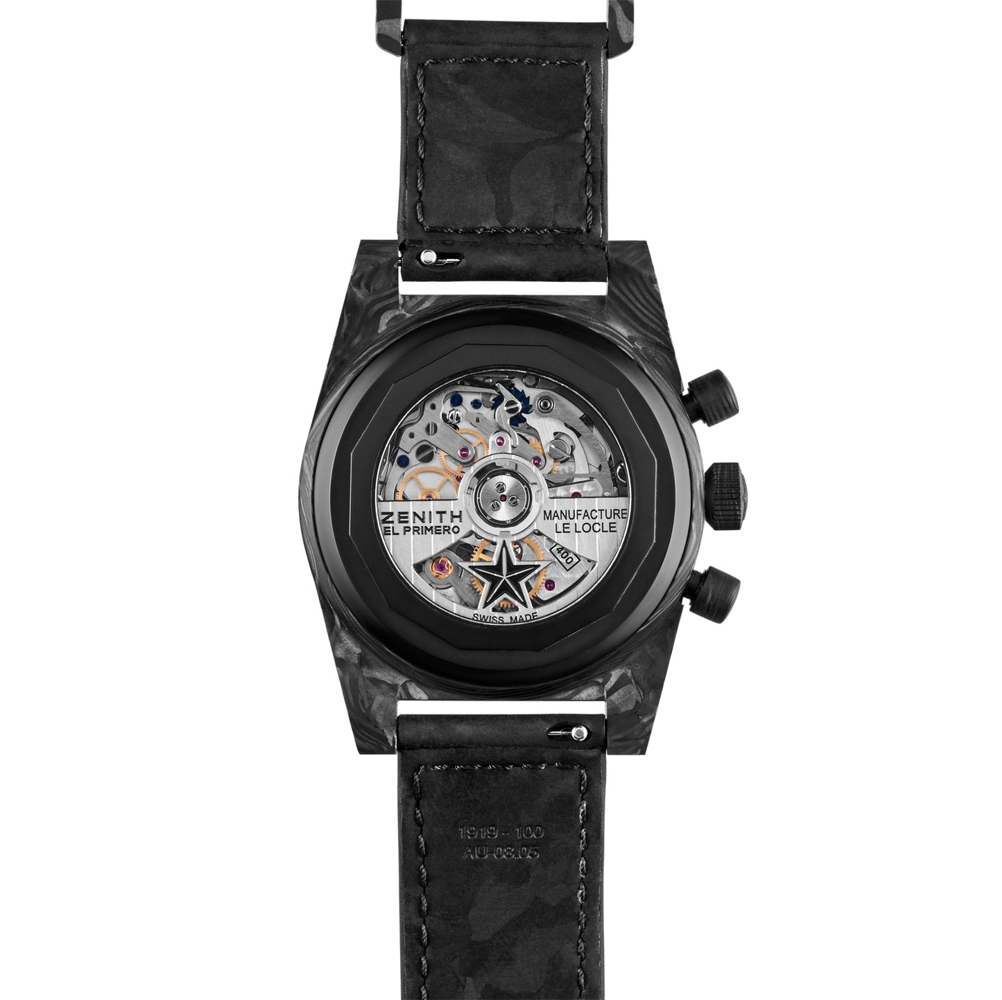 Zenith x Revolution Chronomaster Revival A3818 "Cover Girl Carbon" Hindu Arabic Dial on Velcro Strap