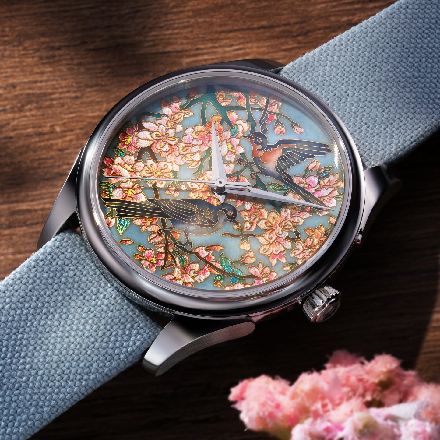 Celadon Cloisonné Enamel Imperial Four Nobles 'Spring / Orchid (蘭)'