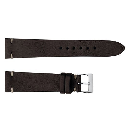 Leather watch strap, dark brown