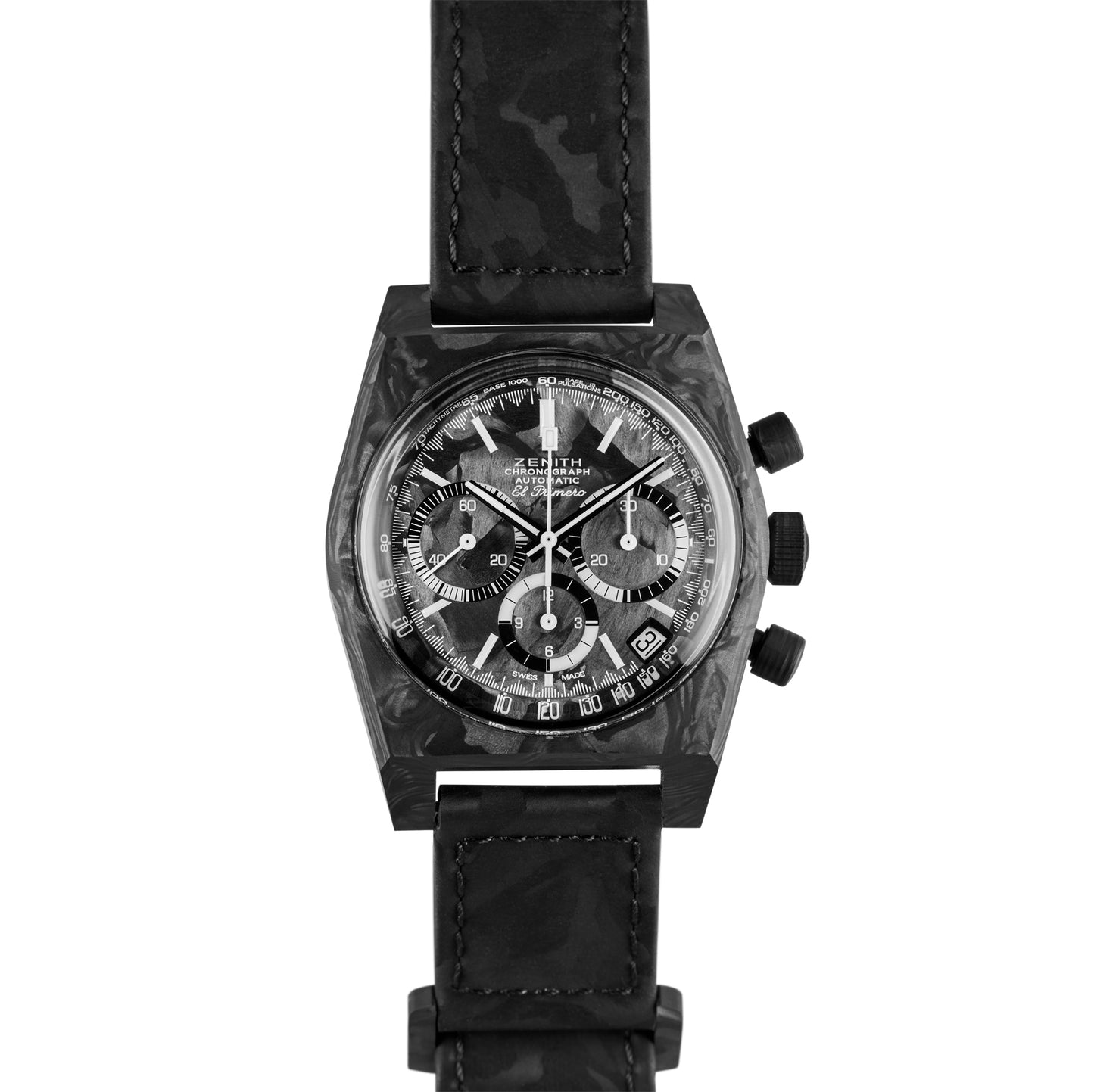 Zenith x Revolution Chronomaster Revival A3818 "Cover Girl Carbon" on Velcro Strap
