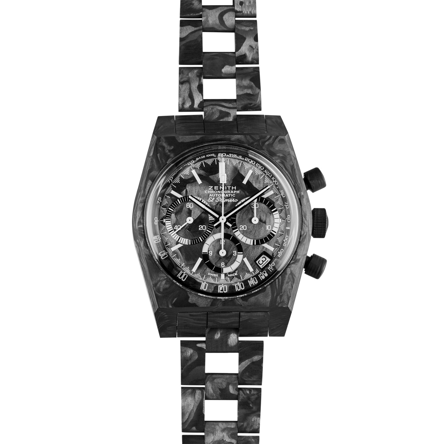 Zenith x Revolution Chronomaster Revival A3818 "Cover Girl Carbon" on Carbon Fiber Bracelet
