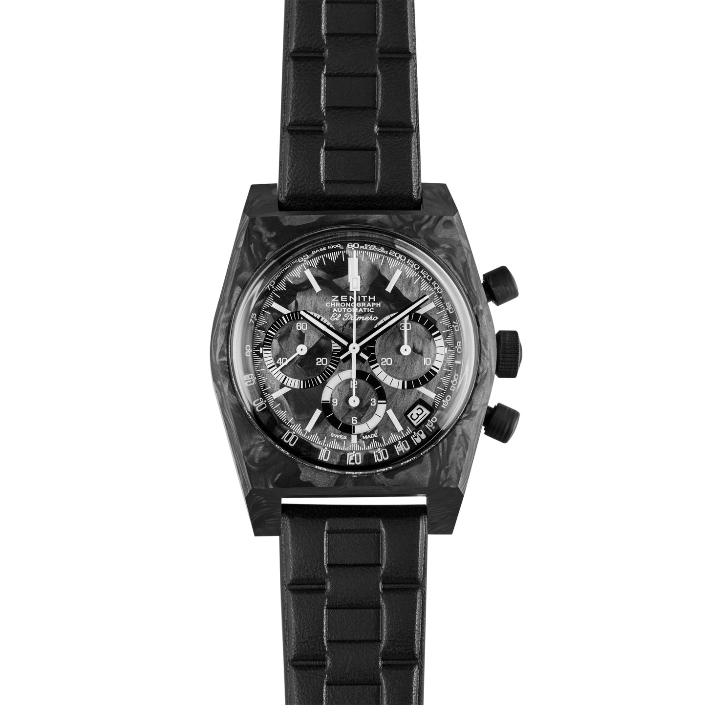 Zenith x Revolution Chronomaster Revival A3818 "Cover Girl Carbon" on Velcro Strap