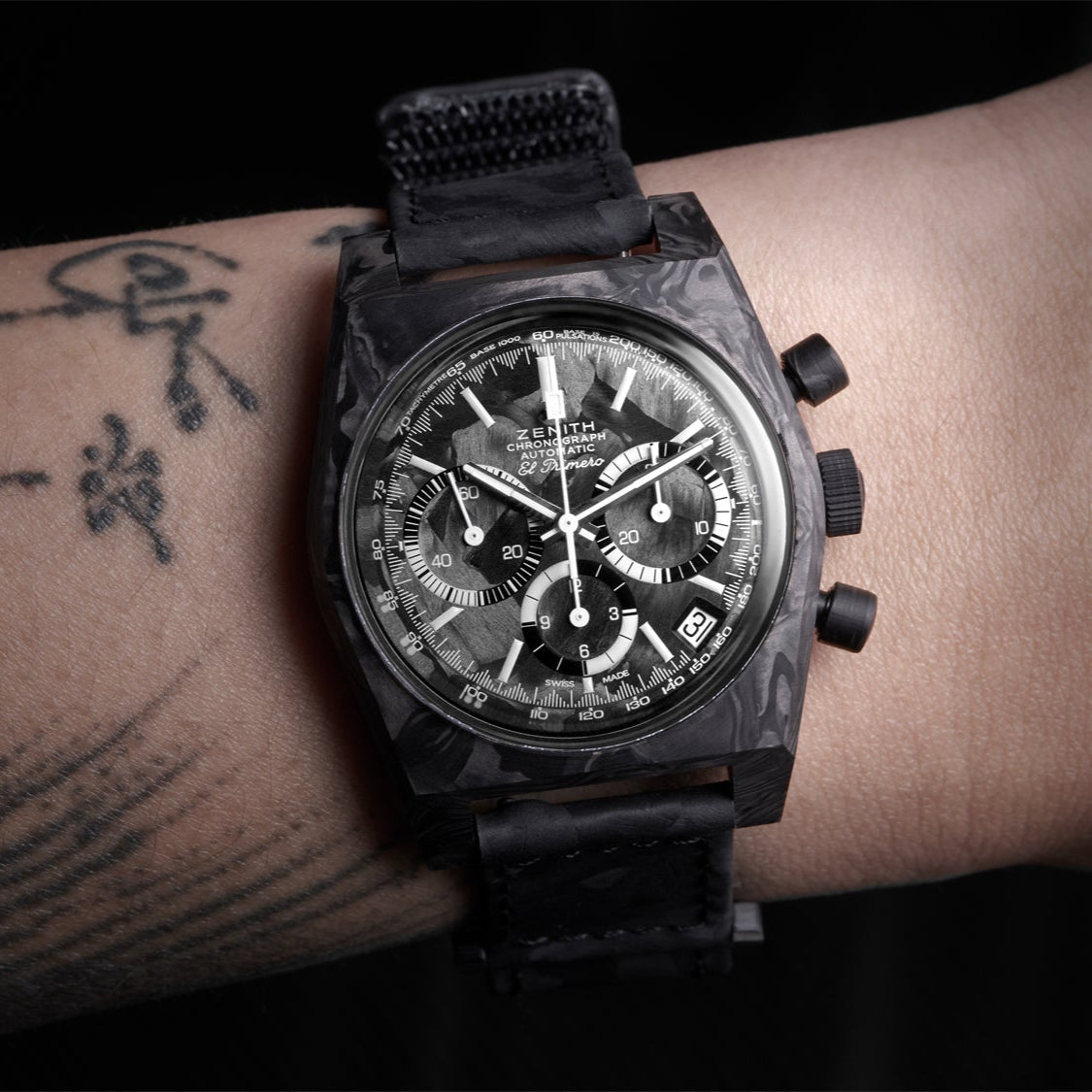 Zenith x Revolution Chronomaster Revival A3818 "Cover Girl Carbon" on Carbon Fiber Bracelet