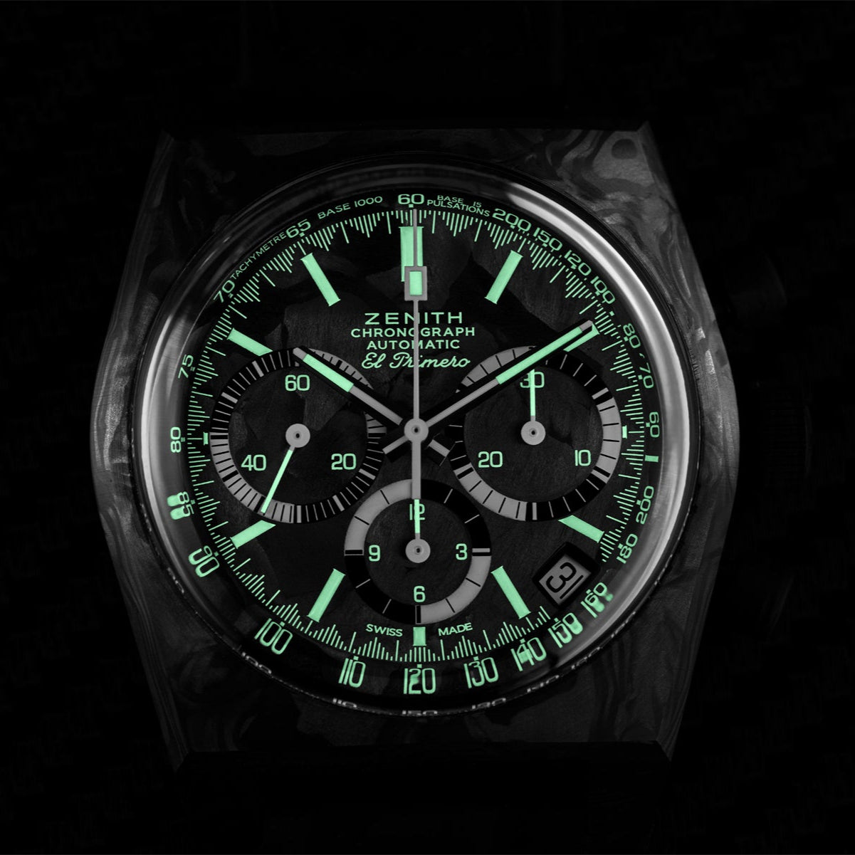Zenith x Revolution Chronomaster Revival A3818 "Cover Girl Carbon" on Carbon Fiber Bracelet